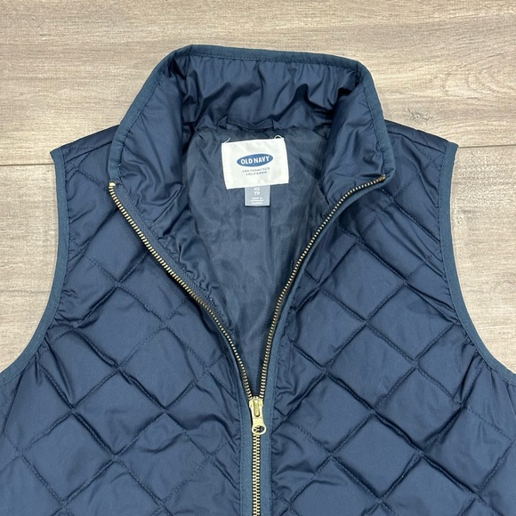 Women's Old Navy XS 0 - 2 Vest Quilted Jacket Coat Navy Blue Metal Zipper Winter - Picture 5 of 9